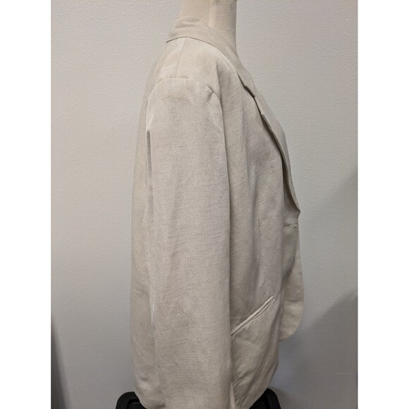 H&M Ivory Linen Blend Double Breasted Single Button Blazer Jacket sz XL Office - Picture 6 of 10